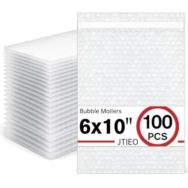 Imagem de JTIEO Pacote com 100 envelopes com bolhas de 15,2 x 25,4 cm de espessura, envelopes grandes para correspondência, sacos plásticos de bolhas transparentes acolchoados para embalagem de pequenas