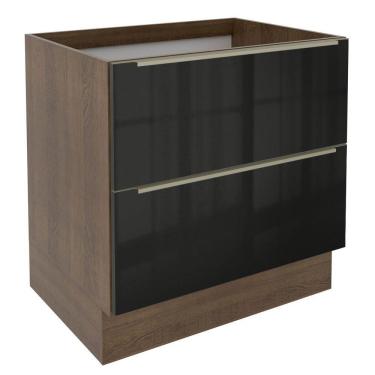 Imagem de Balcão Madesa Lux 80 cm 2 Gavetas Rustic e Preto