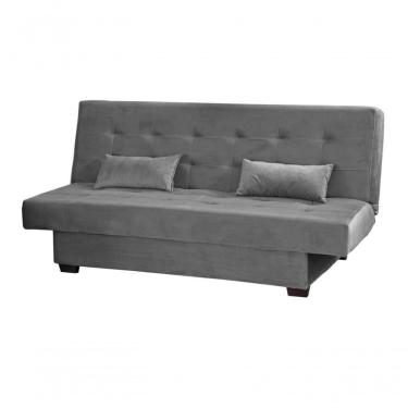 Imagem de Sofá Cama Casal 3 Lugares Laila - Veludo Chumbo