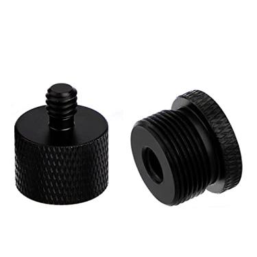 Imagem de 2 adaptadores de suporte de microfone, 1/4 macho para 5/8 fêmea e 5/8 macho para 1/4 fêmea, adaptador de parafuso de tripé, adaptador de parafuso para suporte de microfone e monitor de câmera