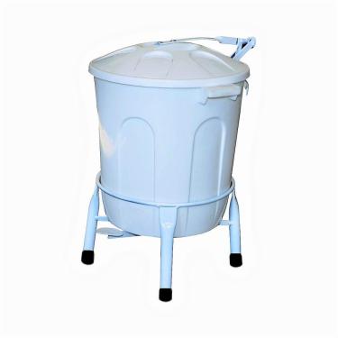Imagem de Lixeira Plástica Com Suporte Pedal Em Aço Branca 10L