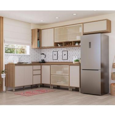 Imagem de Cozinha Completa 7 Pçs Tampo E Vidro Reflecta 468cm Lari Luc Vanilla/connect