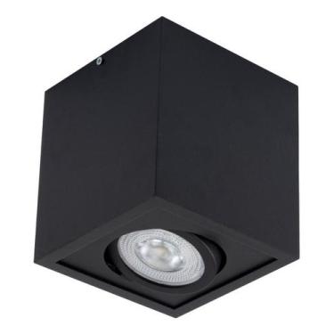 Imagem de Plafon Spot Sobrepor Quadrado Preto Box P/ PAR20 Orluce ST2755