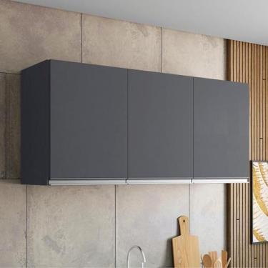 Imagem de Armário de Geladeira Aereo 3 Portas Andreia 120cm AJL Móveis, Cinza