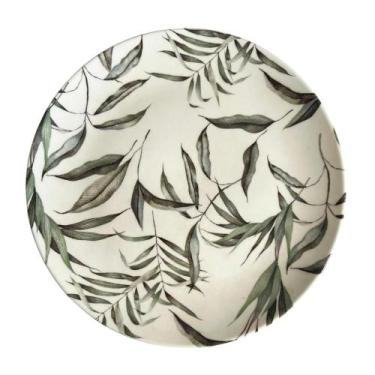 Imagem de Prato Raso em Cerâmica Coup Folha Verde 28 cm - 1 unid. - PORTO BRASIL