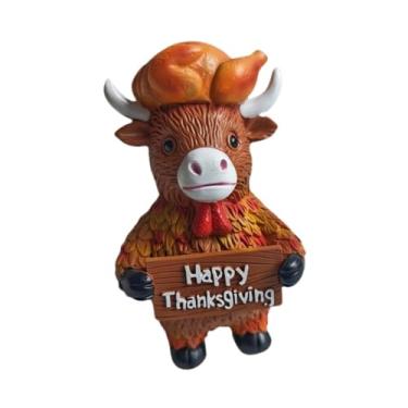 Imagem de CarpNettore Estatueta de Vaca em Resina para Decoração de Escritório, Ornamento, Bezerro, Artesanato Original, Ideal para Natal, ação de Graças, Halloween, Sala D, 5x6.5x10cm