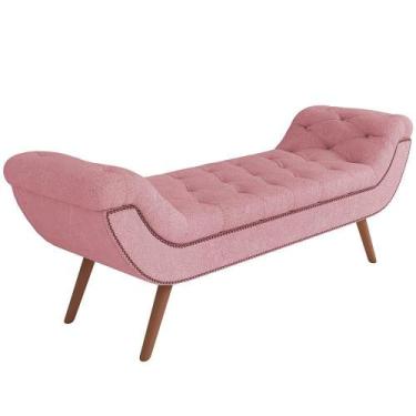 Imagem de Puff Recamier Decorativo Com Tachas 140cm Santorini Bouclê Rosê - LYAM