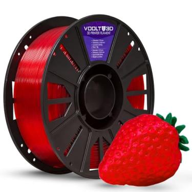 Imagem de Filamento 3D PETG HF 1.75mm Voolt3D 1kg - Alta Fluidez, Resistência e Brilho - Compatível com Todas as Impressoras 3D (Vermelho Translúcido)