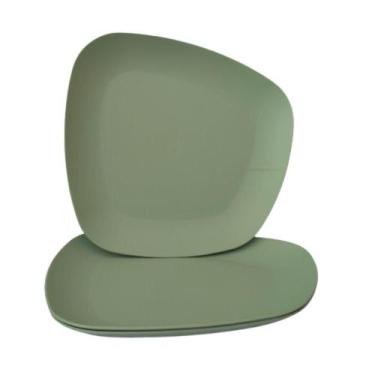 Imagem de Jogo 03 Pratos Plastico Duro Resistente Refeições Verde - Azzu