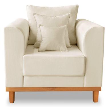 Imagem de Poltrona Estofada Decorativa Beny Tecido Linho Bege