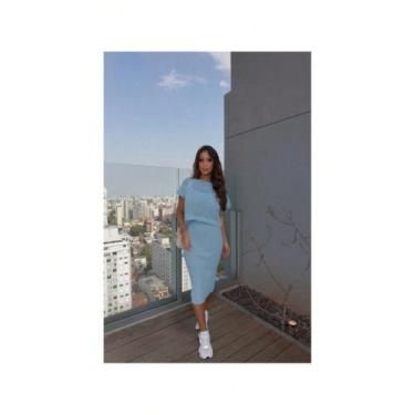 Imagem de Vestido Midi Feminino Elegante Verão Tricot Premium Casual Blogueira P