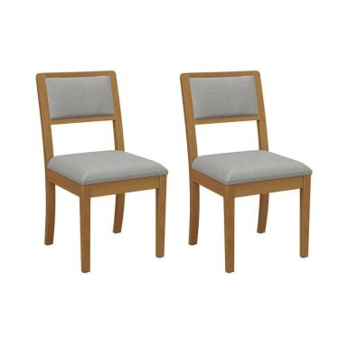 Imagem de Cadeira Sala De Jantar Alice 2cmm006ca Premium Madeira Maciça Kit 2 Un Carvalho-linho Cinza - Kappesberg