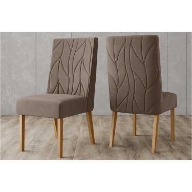 Imagem de Kit 2 Cadeiras Sala Jantar Eloá 2 Un Nature-veludo Light Marrom Amêndoa - Henn