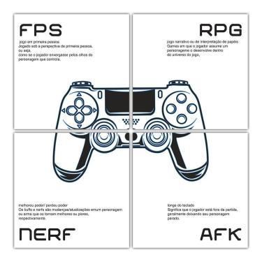 Imagem de Kit Placa Quadro Borda Infinita 4 Pçs 25x25 Expressões Gamer