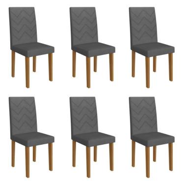 Imagem de Kit 6 Cadeiras De Jantar Estofadas 43,5cm Multimóveis CR50218 Grafite