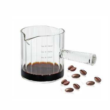 Imagem de Steviieden Copo medidor de café expresso 170 g, acessórios de café expresso copos de vidro com alça de vidro, copo de espuma de leite com nervuras, copo medidor