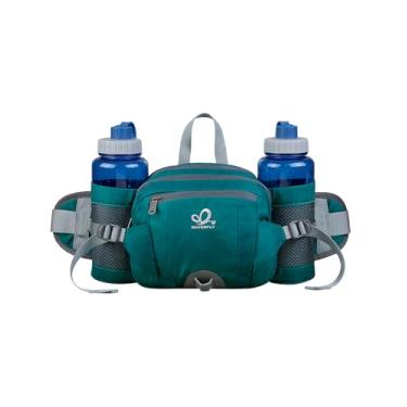 Imagem de WATERFLY Pochete de cintura: pochete com 2 suportes de garrafa de água, cinto lombar, caminhada, corrida, acampamento, grande, mulher, homem (garrafa não incluída)
