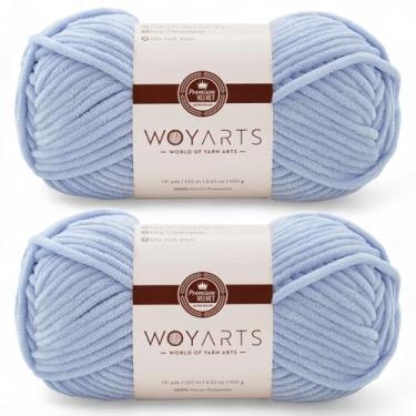 Imagem de Woyarts Pacote com 2 fios de veludo – Fio de chenille grosso super volumoso para crochê e tricô (2 x 100 g) - grosso, fofo e macio - perfeito para cobertor de bebê, amigurumi, projetos de pelúcia