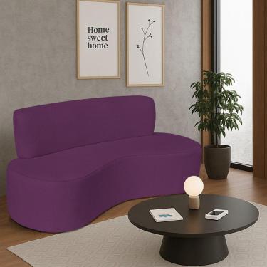 Imagem de Sofá Curvo 3 Lugares Amsterdã 160cm Suede Cor Roxo