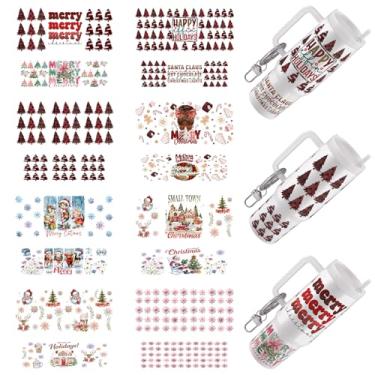 Imagem de Elewins Envoltório UV DTF - 16 folhas de adesivos de transferência fria de Natal para chaveiros de motel, envoltórios Uvdtf DIY para chaveiro de hotel em branco, esfregar à prova d'água em