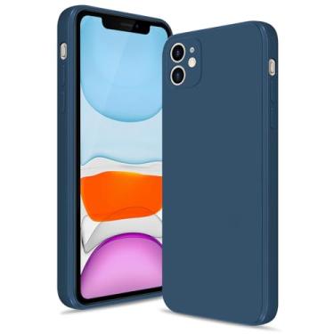 Imagem de Btstring Capa para iPhone 11, capa de silicone macio com proteção de câmera atualizada, capa fina à prova de choque com forro de microfibra antiarranhões, azul