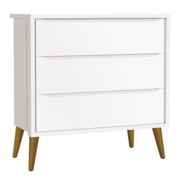 Imagem de Cômoda Gaveteiro Théo New Branco Fosco Com Madeira - Moveisaqui