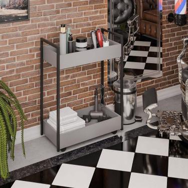 Imagem de Carrinho De Apoio Estética Salão Industrial 2 Prateleiras Orla Grafite-pto M12 - D`rossi