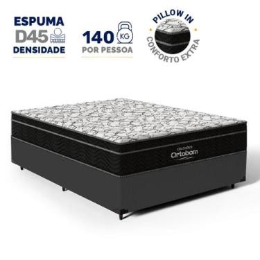 Imagem de Cama Box Com Colchão Ortobom de Espuma D45 Airtech 150 Casal, Preto