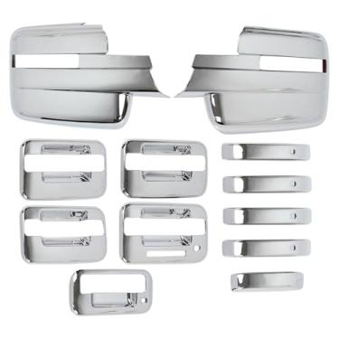 Imagem de DriveFix Kit de maçanetas e tampas de porta traseira retrovisor completo cromado para Ford F-150 2009-2014