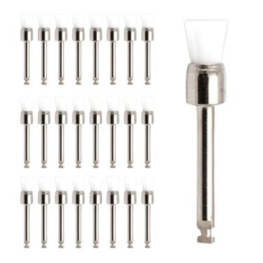 Imagem de Escova de Robinson, Kit com 25 Unidades, Branca, Plana, para Pré-Polimento de Resina, Profilaxia Odontológica