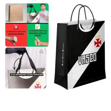 Imagem de Sacola M Papel Off-Set Alça Gorgurão Time Vasco Oficial Do