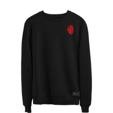 Imagem de Blusão Moletom Coração Masculino e Feminino Personalizado sem Capuz gola Redonda-Unissex