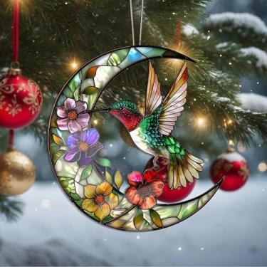 Imagem de Enfeites de Natal para pendurar em cristal, enfeites de árvore de Natal feitos à mão, decoração de carro e casa - presentes de Natal, decoração de artesanato em acrílico, ideias de troca de presentes