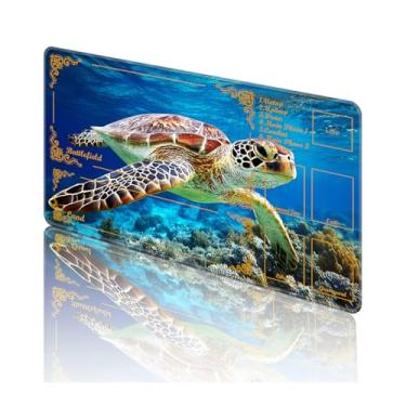 Imagem de TOEMZTFT Playmat for MTG, with Free Storage Bags,Game Mat 24 x 14 inches, TCG and Board Game Mat for Cards,Mousepad Desk Mats，Sea Turtle Underwater