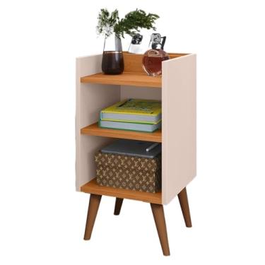 Imagem de Kit 2 Criados-Mudos Compactos com Porta-Celular e Pés Retrô – Mesa Lateral Moderna (KIT MAX OFF/CINAMOMO)