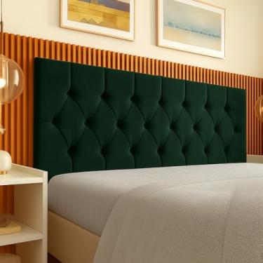 Imagem de Cabeceira Estofada Capitonê para Cama Box Casal 140cm em Suede – Cabeceira Suspensa Decorativa(VERDE MUSGO)