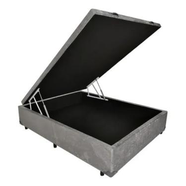 Imagem de Cama Box Baú Casal Blindado Diversas Cores - (138x188x42) (Suede Cinza)
