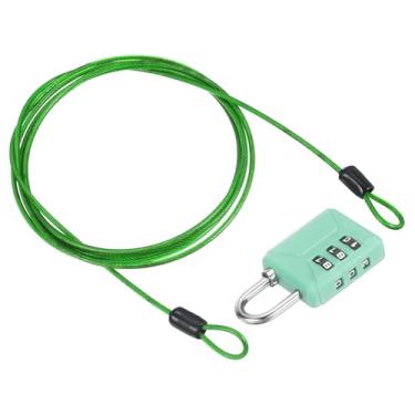 Imagem de PATIKIL Cabo de aço de segurança de 2 m (199,9 cm) com trava de combinação de 3 dígitos, 1 conjunto de cadeado de viagem revestido de PVC corda de arame de segurança laço duplo para mala de bagagem