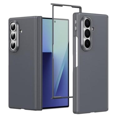 Imagem de FWYANZH Capa magnética para Samsung Galaxy Z Fold 7, capa protetora de tela integrada com dobradiça à prova de choque para lente da câmera, capa de couro, cinza, dobra 7