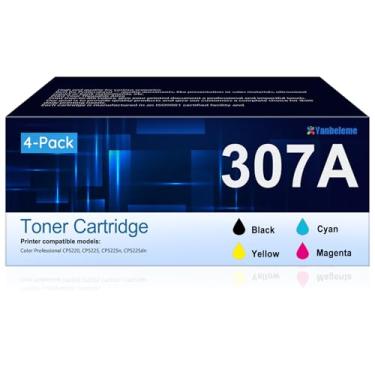 Imagem de Cartuchos de toner 307A, pacote com 4, CE740A, CE741A, CE742A, CE743A, substituição de toner para HP 307A Color Professional CP5225n CP5225dn CP5225 Series Tinta de impressora (preto, ciano, magenta