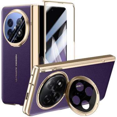 Imagem de YQODSZ Capa para Oppo Find N5 com suporte para câmera, capa de telefone de couro PU premium de corpo inteiro com protetor de tela proteção de dobradiça à prova de choque capa protetora de