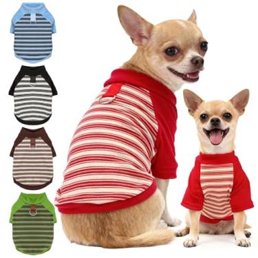 Imagem de Suéter para cães leve e elástico camiseta de lã listrada para animais de estimação roupas de gatos macio para cães pequenos, médios e grandes (vermelho, pequeno)