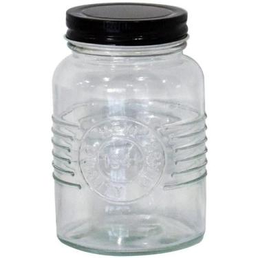 Imagem de Porta Mantimento Em Vidro Com Tampa Em Metal Preto 600Ml - Full Fit