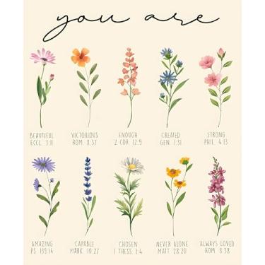 Imagem de Tibest Decoração de parede cristã para casa, escritório, cubículo, quarto, sala de estar, arte de parede inspiradora, pôsteres de parede emoldurados, presentes cristãos para mulheres, presentes