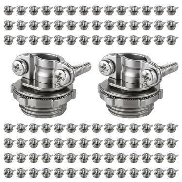 Imagem de OHLECTRIC Conectores de cabo tipo braçadeira de 1/2 polegada (pacote com 100) Braçadeiras de fio de liga de zinco resistentes para cabos NM, fios, conduítes de metal, caixas elétricas, conectores