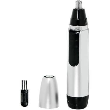 Imagem de Aparador de Pelos Nasal e Facial Portátil, 13 cm, Kit com 3 Peças, Prata/Preto, Leve e Ideal para Rosto, Sobrancelha e Corpo