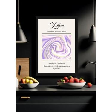 Imagem de Quadro Signo Libra com Vidro e Moldura Preta Tam:A4 - Spark Loja