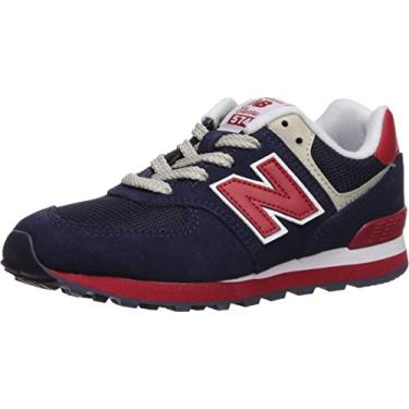 Imagem de New Balance Tênis infantil 574 V1 clássico com cadarço, Azul-marinho/vermelho, 2.5 Little Kid