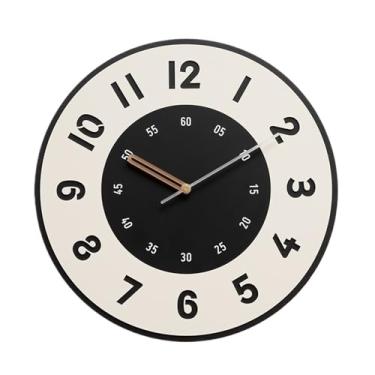 Imagem de Relógio de parede Relógio de parede luxo em estilo nórdico, funcionamento silencioso, design versátil, alimentado por bateria para decoração de casa(Preto)