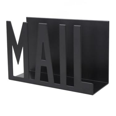 Imagem de SUNGOOYUE Organizador de Correio, Suporte de Mesa de Metal Com Design de Letras de Correio Recortado, Envelope de Mesa de Escritório para Porta-notas, Papéis e Material de Escritório (Preto)